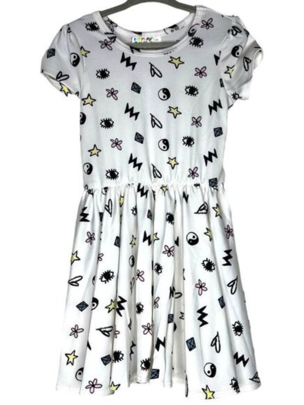 NEW Dot Dot Smile Yin Yang Stars Floral Cap Sleeve Dress 2T.